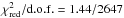 Mathematical equation: \hbox{$\chi^{2}_{\rm red}{\rm /d.o.f.} = 1.44/2647$}