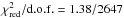 Mathematical equation: \hbox{$\chi^{2}_{\rm red}{\rm /d.o.f.} = 1.38/2647$}