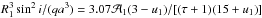 Mathematical equation: \hbox{$R_1^3\sin^2{i}/(qa^3) = 3.07\mathcal{A}_1(3-u_1)/[(\tau + 1)(15+u_1)]$}
