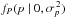 Mathematical equation: \hbox{$f_P(p \mid 0,\sigma_p^{\,2})$}