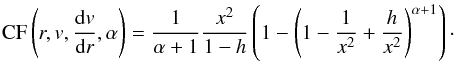 Mathematical equation: \appendix \setcounter{section}{1} \begin{equation} \label{eq:beta_law} v(r) = v_\infty \left( 1- \frac{R}{r}\right)^\beta , \end{equation}