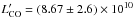 Mathematical equation: \hbox{$L^{\prime}_{\rm CO} = (8.67 \pm 2.6) \times 10^{10}$}