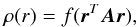 Mathematical equation: \begin{equation} \rho(r)= f(\rb^T \Ab \rb), \end{equation}