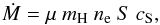 \appendix \setcounter{section}{4} \begin{equation} \dot{M} = \mu~m_{\rm H}~n_\mathrm{e}~S~c_\mathrm{S}, \end{equation}