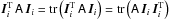 Mathematical equation: \hbox{$\vec{I}_i^{\rm T}\,\mat{A}\,\vec{I}_i=\tr{\vec{I}_i^{\rm T}\,\mat{A}\,\vec{I}_i}=\tr{\mat{A}\,\vec{I}_i\,\vec{I}_i^{\rm T}}$}