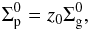 Mathematical equation: \begin{eqnarray} \Sigma_{\rm p}^0= z_0 \Sigma_{\rm g}^0, \label{eq:eq6-sec2-1} \end{eqnarray}