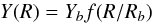 Mathematical equation: \appendix \setcounter{section}{1} \begin{equation} Y(R) = Y_b f(R/R_b) \label{eq:profile} \end{equation}