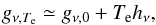 Mathematical equation: \begin{eqnarray} g_{\nu,T_{\rm e}} \simeq g_{\nu,0} + T_{\rm e} h_{\nu}, \end{eqnarray}