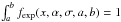 Mathematical equation: \hbox{$\int_a^b f_{\textrm{exp}}(x, \alpha, \sigma, a, b) = 1$}