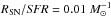 Mathematical equation: \hbox{$R_{\rm SN}/{\textit{SFR}}=0.01\;M_{\odot}^{-1}$}