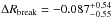 Mathematical equation: \hbox{$\Delta \rbreak = -0.087^{+0.54}_{-0.55}$}