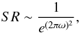 Mathematical equation: \appendix \setcounter{section}{1} \begin{equation} \label{eq:strehl} SR\sim\frac{1}{e^{(2\pi\omega)^{2}}}, \end{equation}