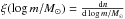Mathematical equation: \hbox{$\xi(\log m/\Msol)=\frac{\ud n}{\ud \log m/\Msol}$}