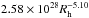 Mathematical equation: \hbox{$2.58\times10^{28} R_{\rm h}^{-5.10}$}