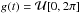Mathematical equation: \hbox{${g(t) = \mathcal{U}[0,2\pi]}$}
