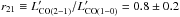 \hbox{$r_{21} \equiv L^{\prime}_{\rm CO(2{-}1)}/L^{\prime}_{\rm CO(1{-}0)} = 0.8 \pm 0.2$}