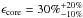 Mathematical equation: \hbox{$\epsilon_{\rm core} = 30\%^{+20\%}_{-10\%}$}