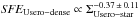 Mathematical equation: \hbox{$\textit{SFE}_{\rm Usero-dense} \propto \Sigma_{\rm Usero-star}^{-0.37\,\pm\,0.11}$}