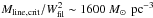 Mathematical equation: \hbox{$M_{\rm line, crit}/W_{\rm fil}^2 \sim 1600~M_\odot \, {\rm~pc}^{-3} $}
