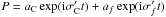 Mathematical equation: \hbox{$P=a_{\rm C} \exp(\mathrm{i}\sigma'_{\rm C} t) + a_f \exp(\mathrm{i}\sigma'_f t)$}