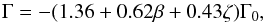 Mathematical equation: \begin{equation} \Gamma = - (1.36 +0.62 \beta + 0.43 \zeta) \Gamma_0 , \label{Lubow} \end{equation}