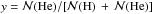 Mathematical equation: \hbox{$y=\mathcal{N}(\rm{He})/[\mathcal{N}(\rm{H})\,+\,\mathcal{N}(\rm{He})]$}