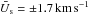 Mathematical equation: \hbox{$\bar{U}_{\rm s}= \pm 1.7 \, \rm{km \, s^{-1}}$}