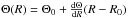 Mathematical equation: \hbox{$\Theta(R) = \Theta_0 + \frac{{\rm d}\Theta}{{\rm d}R} (R-R_0)$}