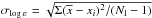 Mathematical equation: \hbox{$\sigma_{\eps{}} = \sqrt{\Sigma(\overline{x}-x_i)^2 / (N_{\rm l}-1)}$}