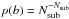 Mathematical equation: \hbox{$p(b) = N_\mr{sub}^{-N_\mr{sub}}$}