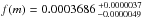 Mathematical equation: \hbox{$f(m) = 0.0003686\,^{+0.0000037}_{-0.0000049}$}