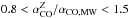 Mathematical equation: \hbox{$0.8 < \alpha_{\rm CO}^Z/\alpha_{\rm CO,MW} < 1.5$}
