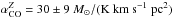 Mathematical equation: \hbox{$\alpha_{\rm CO}^Z = 30\pm 9~M_{\sun}/({\rm K~km~s^{-1}~pc^2})$}