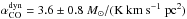 Mathematical equation: \hbox{$\alpha_{\rm CO}^{\rm dyn} = 3.6\pm 0.8~M_{\sun}/({\rm K~km~s^{-1}~pc^2})$}