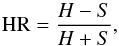 Mathematical equation: \begin{equation} {\rm HR}=\frac{H-S}{H+S}, \end{equation}