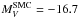 Mathematical equation: \hbox{$M_{V}^{\rm SMC} = -16.7$}