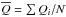 \hbox{$\overline{Q}=\sum{Q_i}/N$}