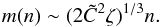 \begin{equation} m(n) \sim (2\tC^2\zeta)^{1/3} n. \end{equation}