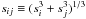 Mathematical equation: \hbox{$s_{ij} \equiv (s_i^3 + s_j^3)^{1/3}$}