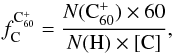 \appendix \setcounter{section}{3} \begin{equation} f_{\rm C}^{\rm C_{60}^+}=\frac{N(\rm C_{60}^+) \times 60}{N\rm (H)\times[C]}, \end{equation}