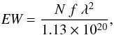 \appendix \setcounter{section}{5} \begin{equation} \textit{EW} = \frac{N\ f\ \lambda^2}{1.13 \times 10^{20}}, \label{eq1} \end{equation}
