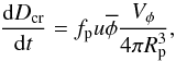 \begin{equation} \label{eq_dcrdt} \frac{\mathrm{d}D_{\rm cr}}{\mathrm{d}t} = f_{\rm p}u\overline{\phi}\frac{V_{\phi}}{4\pi R_{\rm p}^3}, \end{equation}