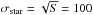 \hbox{$\sigma_{\rm star} = \sqrt{S} = 100$}