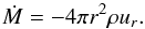 \begin{equation} \dot{M} = -4\pi r^2 \rho u_r.\label{eq:mdot} \end{equation}