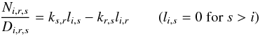 \appendix \setcounter{section}{1} \begin{equation} \frac{N_{i,r,s}}{D_{i,r,s}} = k_{s,r} l_{i,s} - k_{r,s} l_{i,r} \qquad (l_{i,s} = 0 \text{ for } s>i) \end{equation}