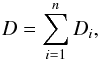 \begin{equation} D = \sum_{i=1}^n D_i, \end{equation}