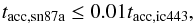 Mathematical equation: \begin{equation} t\rs{acc,sn87a}\leq 0.01 t\rs{acc,ic443} , \end{equation}