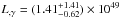 Mathematical equation: \hbox{$L_{\rm, \gamma} = (1.41_{-0.62}^{+1.41}) \times 10^{49}$}