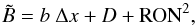 Mathematical equation: \begin{equation} \tilde{B}=b ~ \Delta x + D + \textrm{RON}^2 \label{eqBG1} , \end{equation}