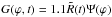 Mathematical equation: \hbox{$G(\varphi, t) = 1.1 \tilde R(t) \Psi (\varphi)$}